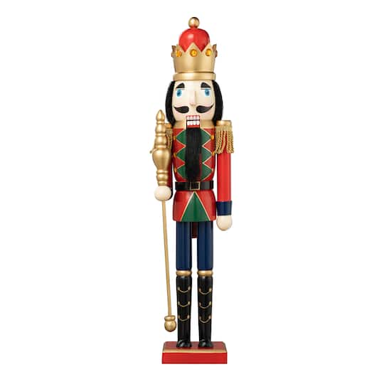 Glitzhome® 24" Wooden Christmas King Nutcracker | 5.25" x 4.5" x 24" | Michaels®